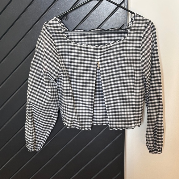 NWOT! Kate Spade Embroidered Gingham Cotton & Silk Blouse. Size 4. BRAND NEW - Picture 2 of 7